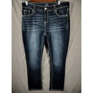 Daytrip Mila Jeans Women 29 Blue Dark Wash Thick Stitch Denim Y2K Aesthetic Boho